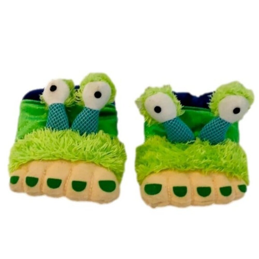 Monster Feet Slippers For Kids By Rich Frog In Green Yellow with Self Closure